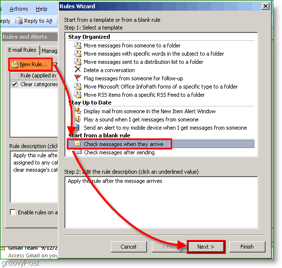 Outlook 2007 - Lag Outlook-regel når e-post ankommer