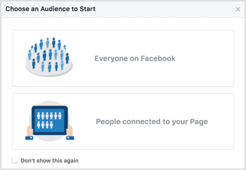 Facebook Audience Insights velger publikum å starte