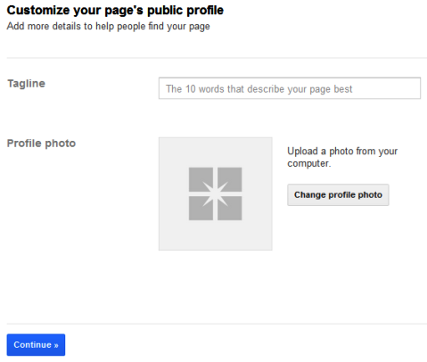 Google+ Sider - Tagline og profilbilde