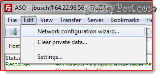 Filezilla Network Configuration wizard