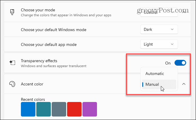 aksentfarge På Windows 11