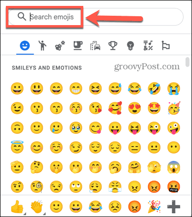 søk etter emojis i google docs