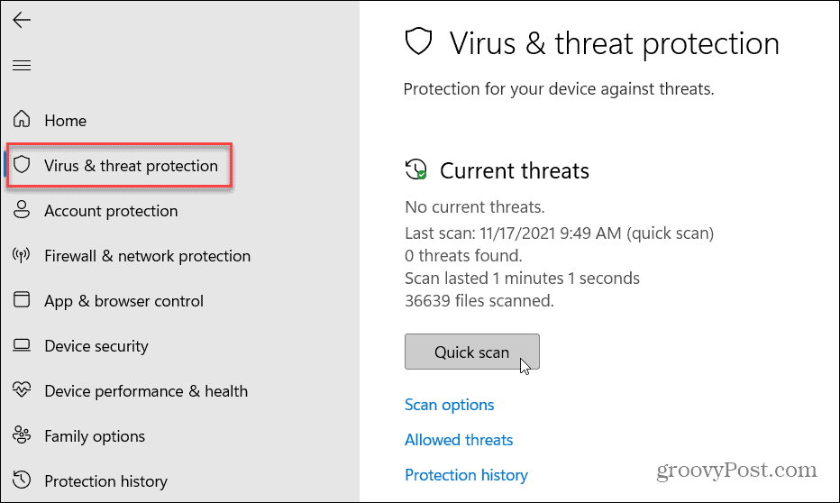 Virus- og trusselbeskyttelse Windows 11
