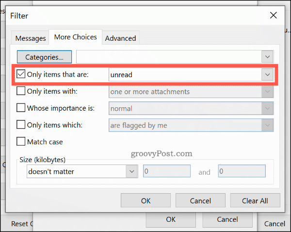 Betinget formatering via e-poststatus i Outlook