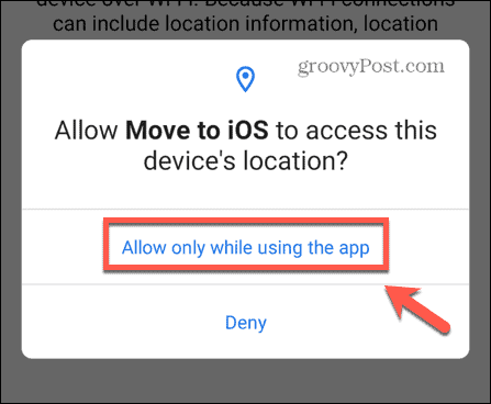 flytt til iOS-appen tillat enhetsplassering
