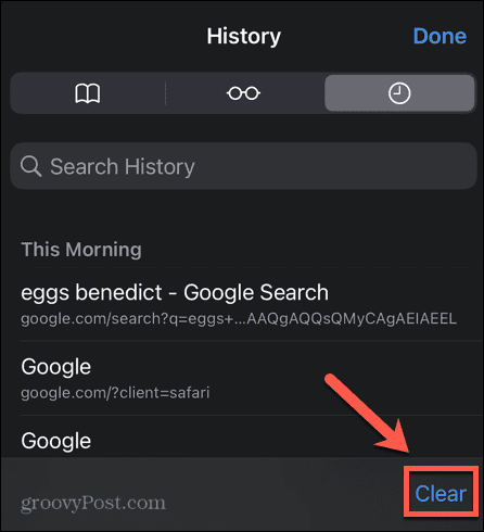 safari clear historie iphone