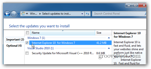 Slik går du tilbake til Internet Explorer 9 fra Internet Explorer 10 Preview for Windows 7