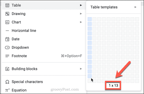 tabellstørrelse i google docs