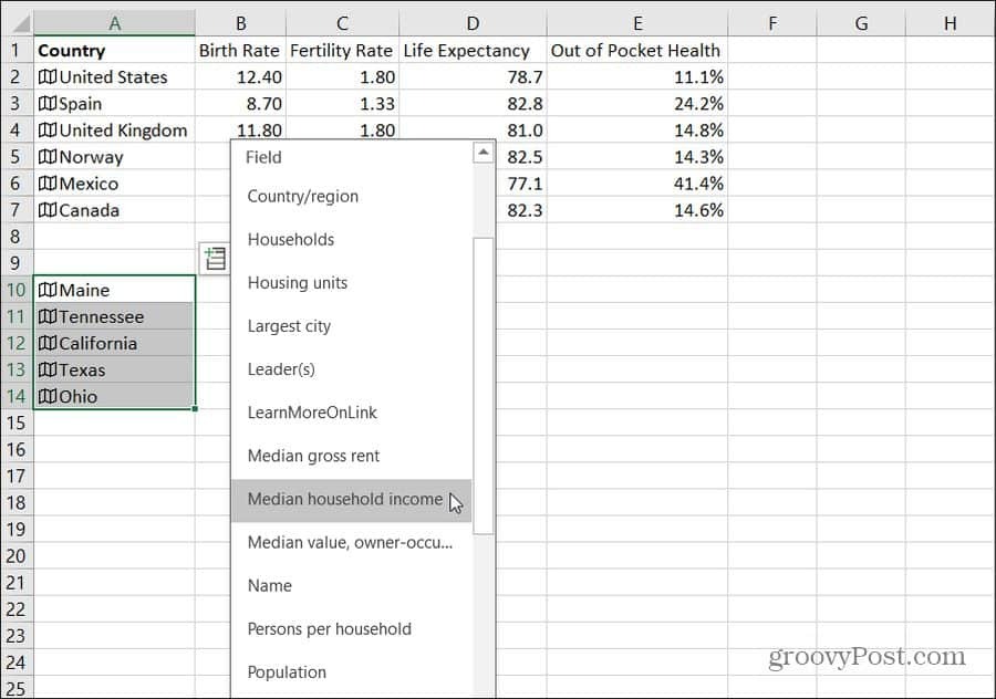 importere tilstandsdata til Excel