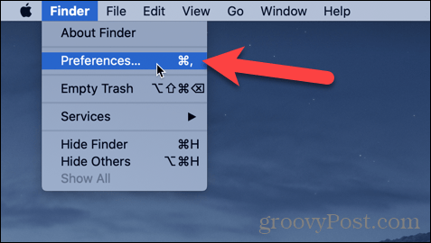 Åpne Finder-innstillinger på Mac-en