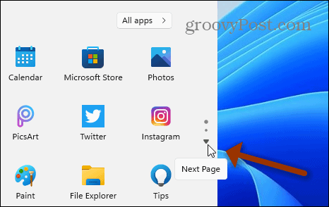Neste side Start Windows 11