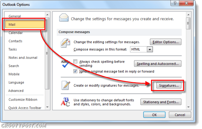 mail signaturer i Outlook 2010 alternativer