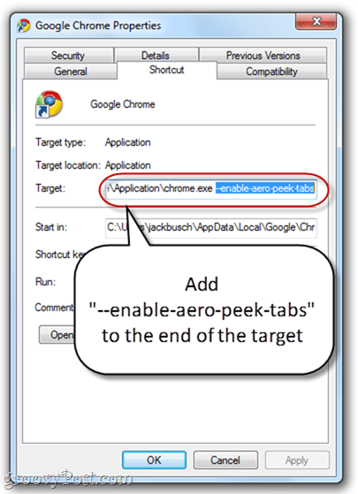 Aktiver Aero Peek i alle Google Chrome-faner