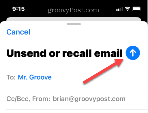 Fjern sending av e-post på iPhone eller iPad