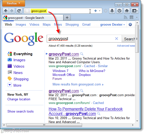 søk på Google som standard i Firefox 4