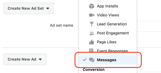 Hvordan få potensielle kunder med Facebook Messenger-annonser, meldinger angitt som destinasjon på annonsesettnivå