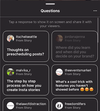 Spørsmål og svar på Instagram Stories