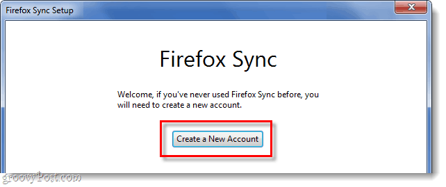 opprette en ny synkronisering for Firefox