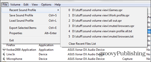 SoundVolumeView hovedlasteprofil