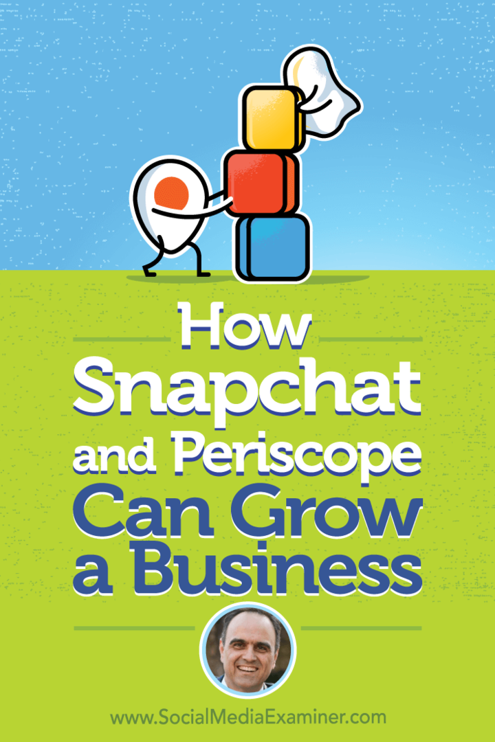 Hvordan Snapchat og Periscope kan utvide en virksomhet med innsikt fra John Kapos på Social Media Marketing Podcast.