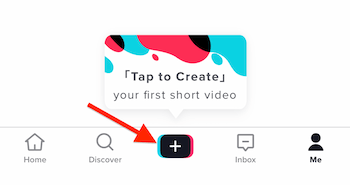 Trykk for å lage din første korte video-popup på TikTok