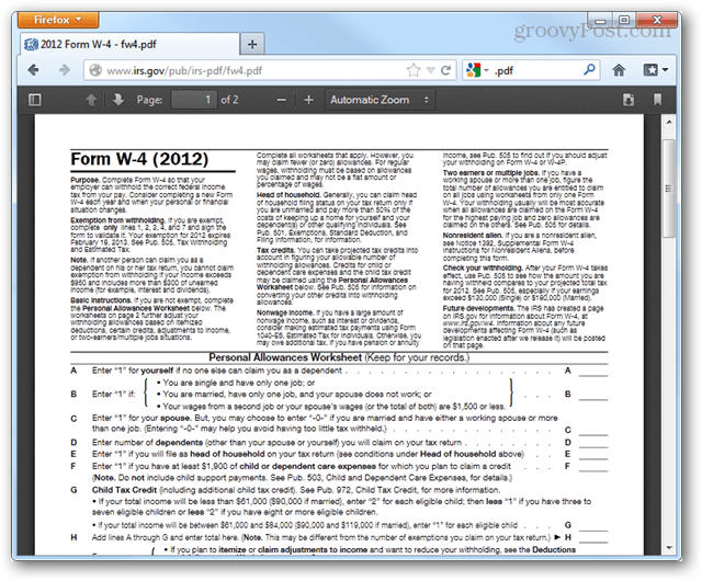 Aktiver den innebygde PDF-visningen i Firefox 15