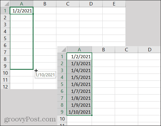 Excel AutoFill-datoer