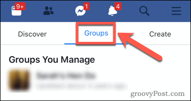 Facebook-appen administrerer grupper