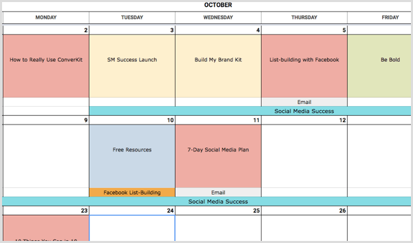 sosiale medier kalender fargekoding