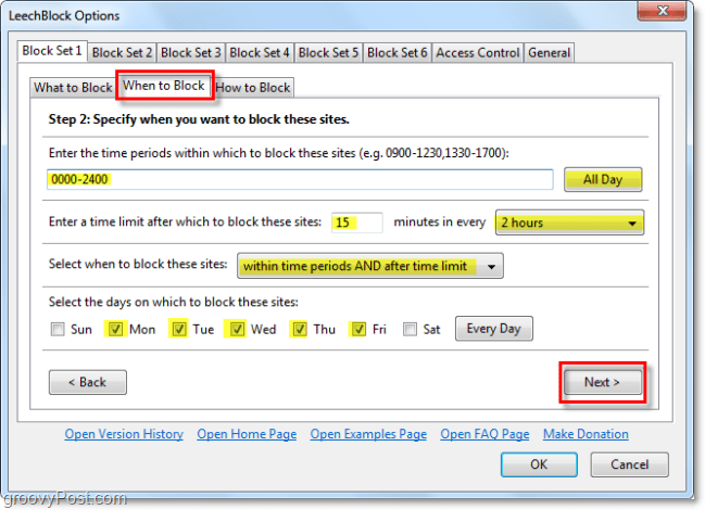 konfigurere når leechblock blokkeres