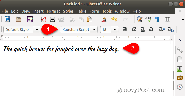 Bruker ny font i LibreOffice Writer