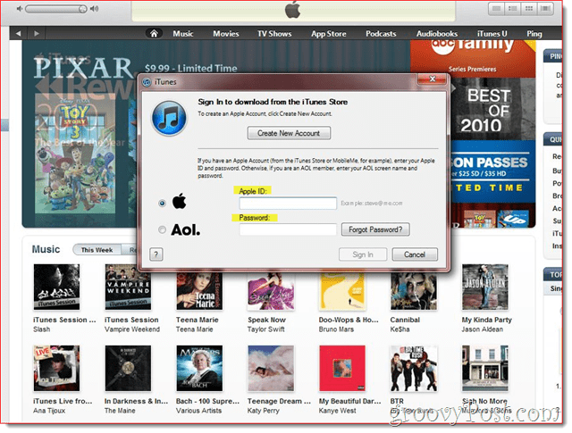 iTunes - bekreft e-post og pålogging