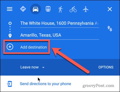 Google Maps Legg til destinasjonsknapp