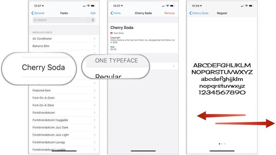 iOS gjennomgang font