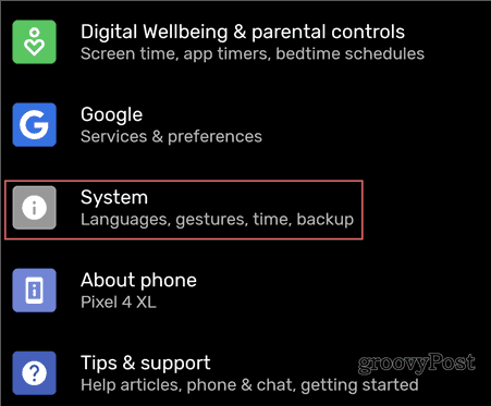 Android Backup-innstillinger