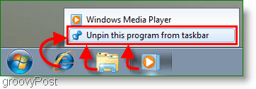 Windows 7 Fjern et program fra skjermbildet for oppgavelinjen