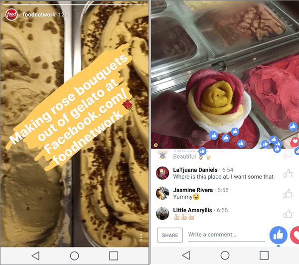 instagram historier matnettverk