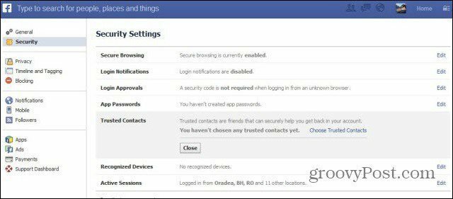 facebook sikkerhetsinnstillinger