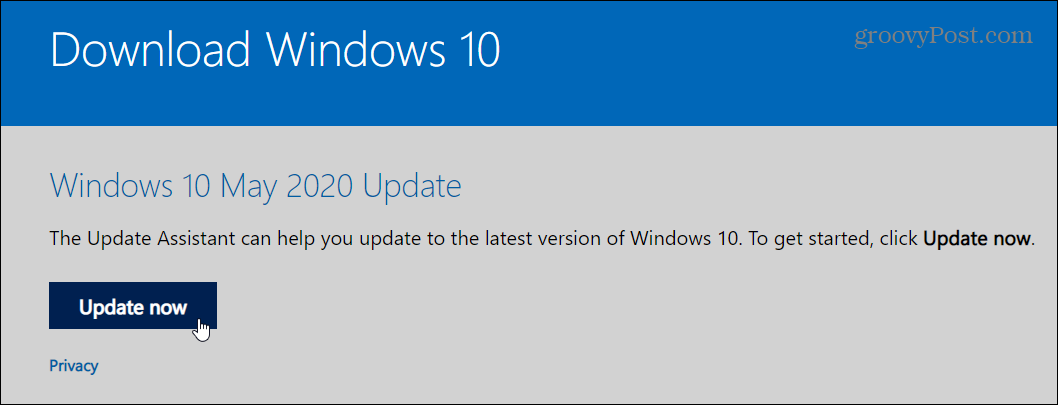 Slik oppgraderer du til Windows 10. mai 2020-oppdatering med Update Assistant