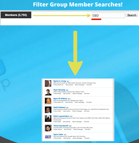 filtrert gruppemedlemssøk
