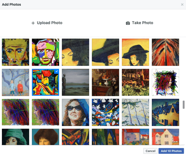Facebook gjør det enkelt å lage en lysbildefremvisning fra bilder du allerede har delt på siden din.