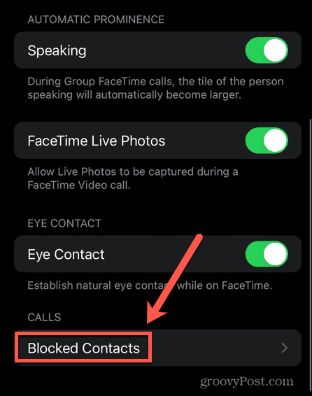 iphone facetime blokkerte kontakter
