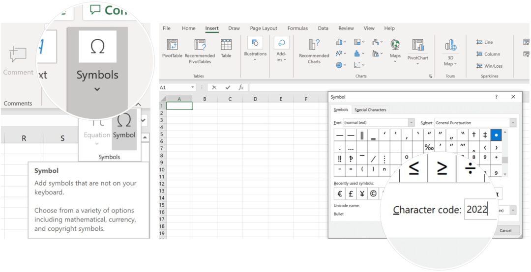Sett inn symbol i Microsoft Excel