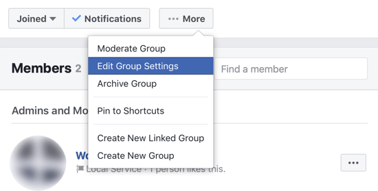 Hvordan forbedre Facebook-gruppesamfunnet ditt, menyalternativ for å redigere Facebook-gruppeinnstillinger