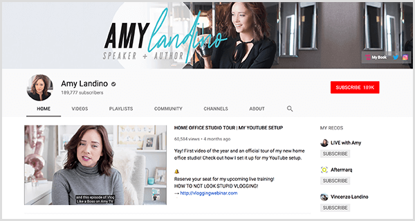 AmyTV er Amy Landinos rebranded YouTube-kanal. Kanalsiden inneholder bilder av Amy og videoen hun brukte til å lansere sin nye merkevare.