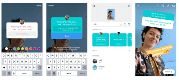 Instagram debuterte interaktive spørsmålsklistremerker i Instagram Stories, en morsom ny måte å starte samtaler med vennene dine på, slik at dere kan bli bedre kjent.