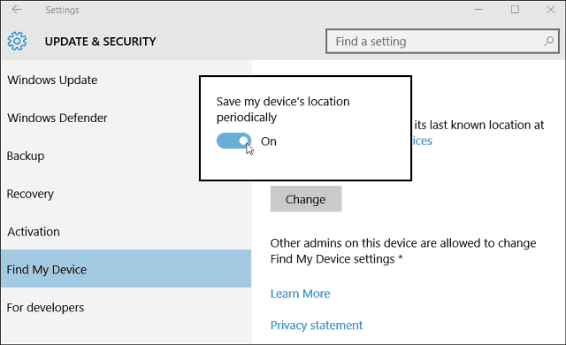Hvordan aktivere Finn enheten min for Windows 10