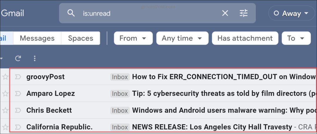 Finn uleste e-poster i Gmail