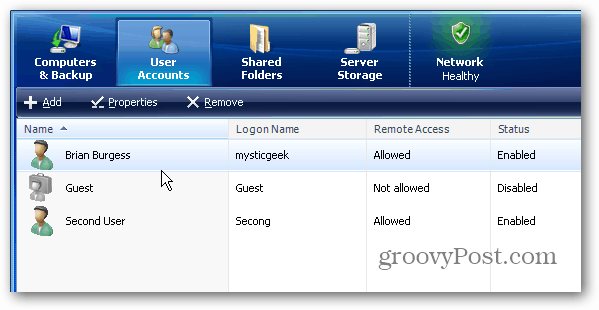 Hvordan legge til brukerkontoer på Windows Home Server