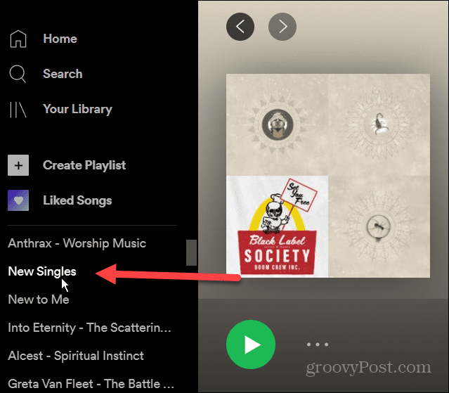 velg spilleliste Spotify desktop